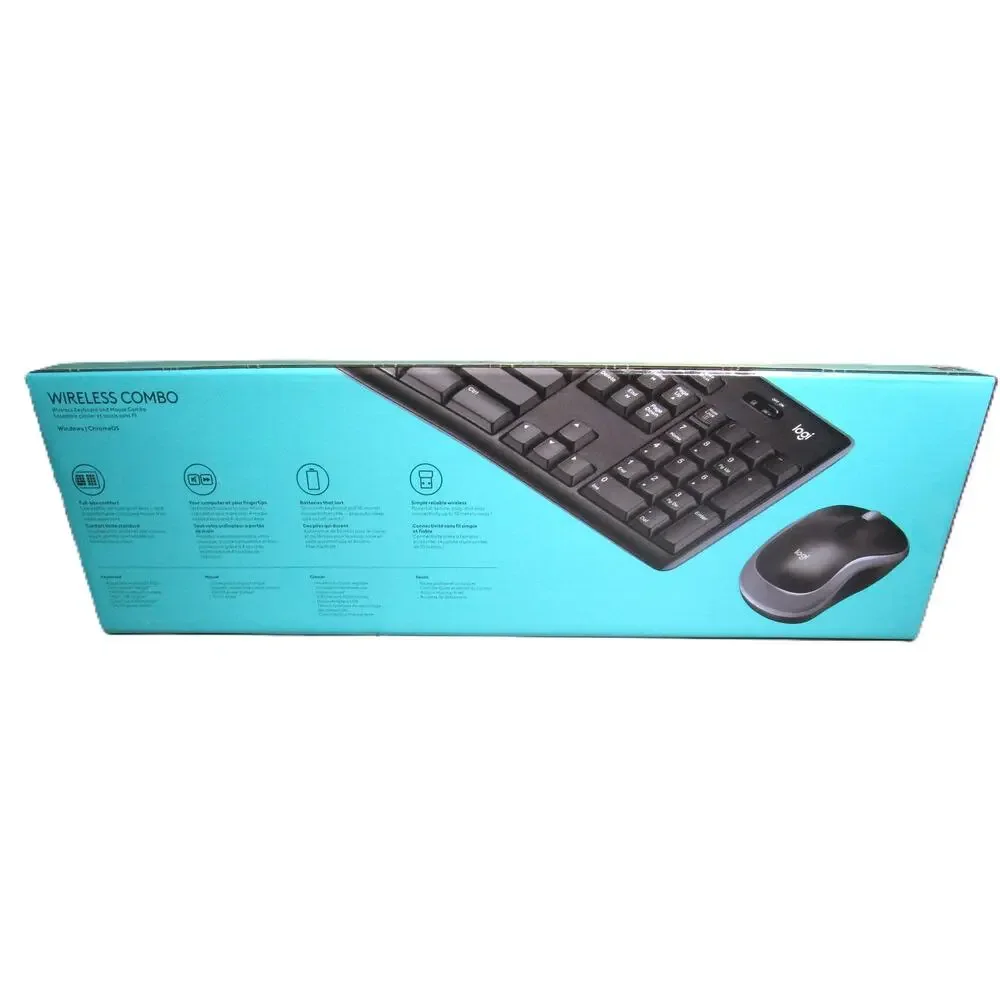 Logitech Wireless Keyboard & Mouse Combo Full Size, Quiet Keys, 2.4GHz, Black